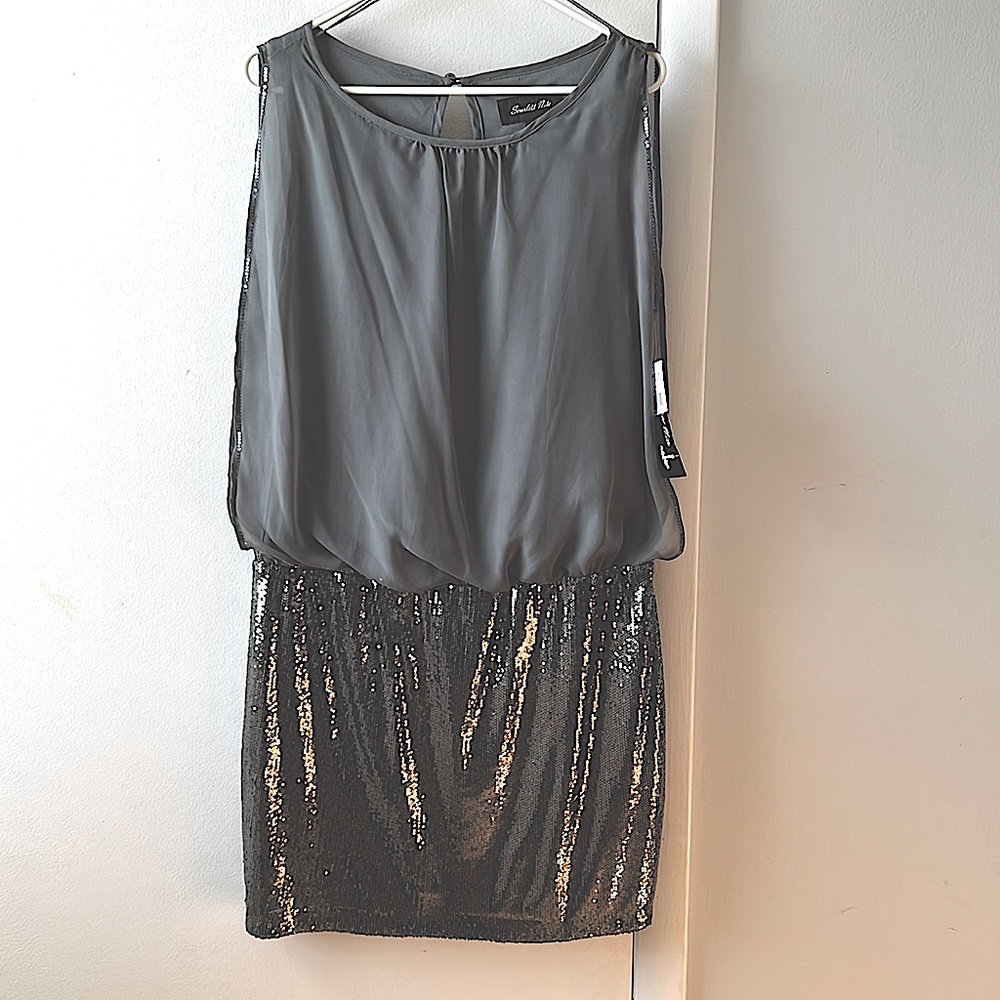 Gray cocktail dress. New